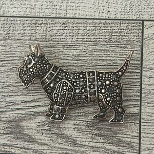Scottie Terrier Marcasite and Rose Gold Tone Pin